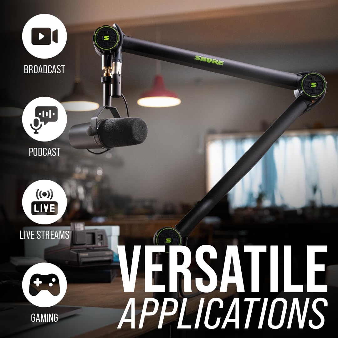 Shure by Gator Deluxe Articulating Desktop Podcasting Mic Boom Arm with Cable Management Channel;