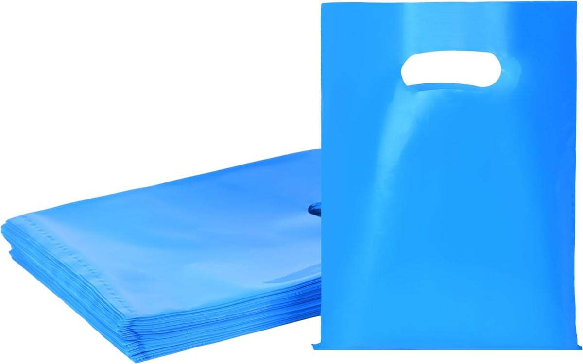 100 PCS Blue Small Gift Bags, 6"x8" Merchandise Bags for Small Businesses, Goodie Bags Party Favor
