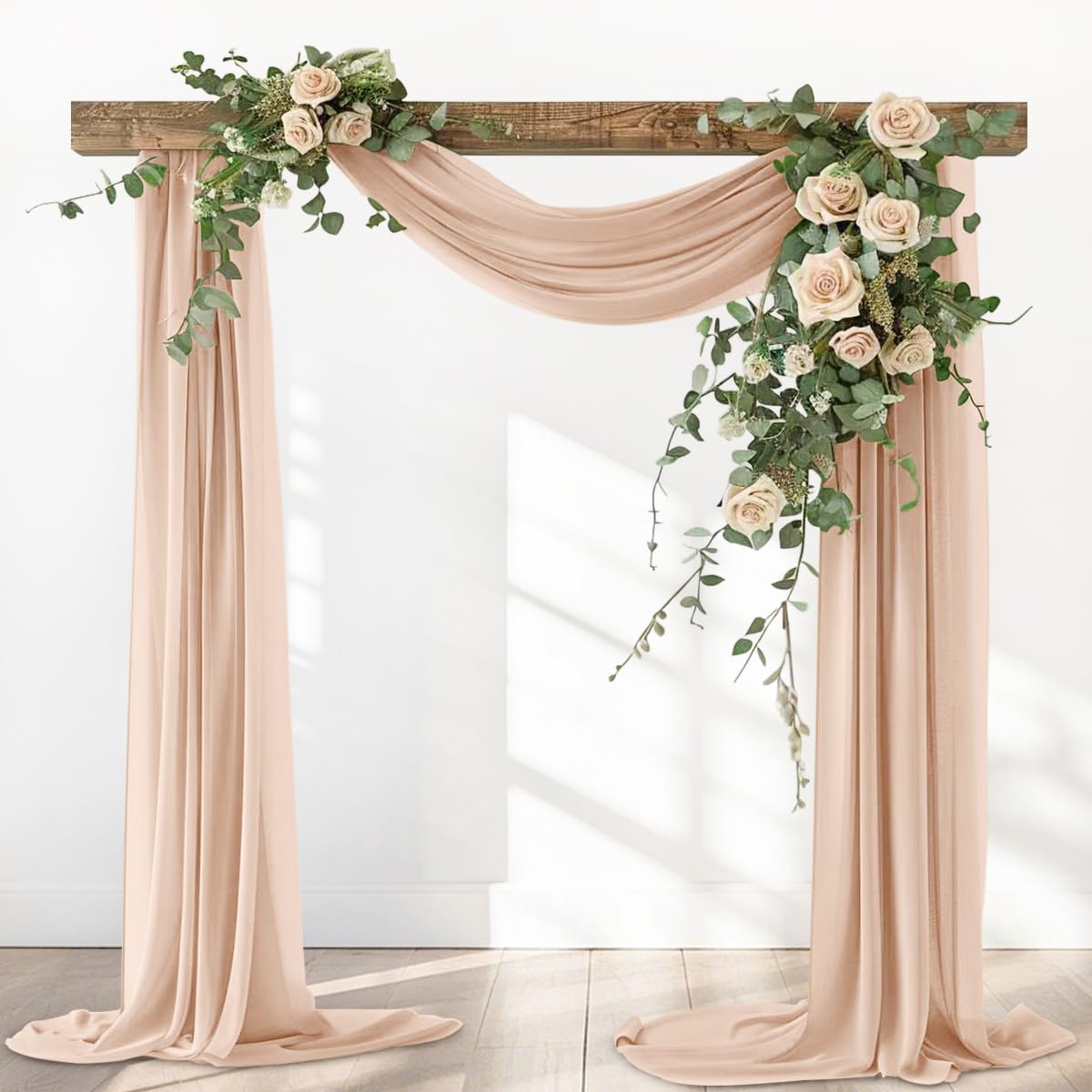 Nude Fall Sheer Elegant Arch Draping Fabric Outdoor 1 Panel 29" × 20Ft Sheer Chiffon Curtain Drapes