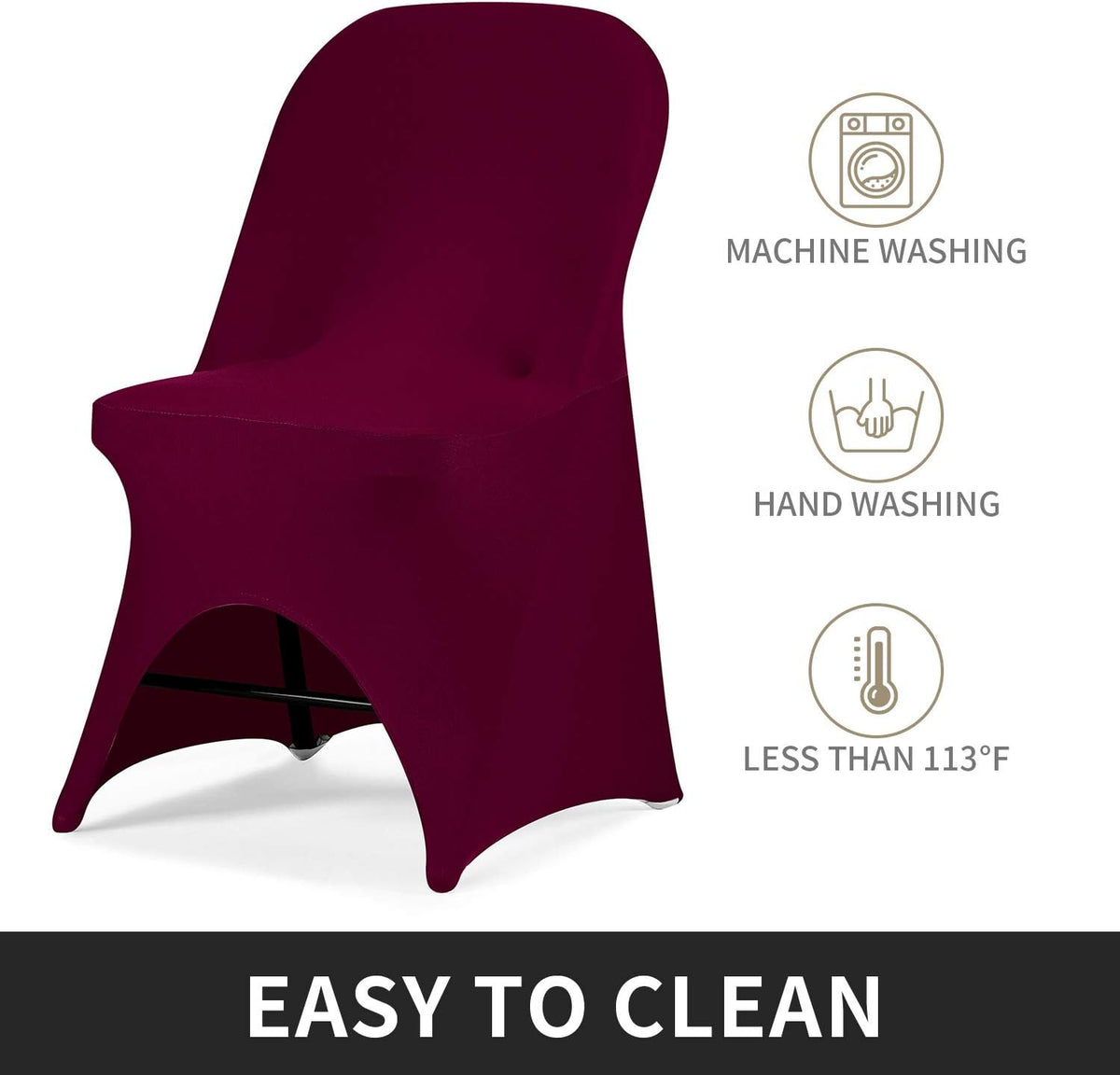 Peomeise Stretch Spandex Folding Chair Cover with Open Back for Wedding Party Dining Banquet Event