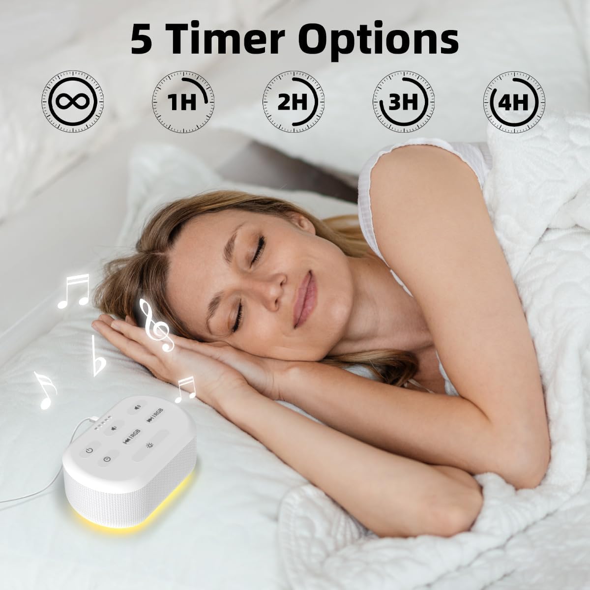White Noise Machine Sound Machine 30 Soothing Sounds Brown Noise Machine with 12 Night Light Colors