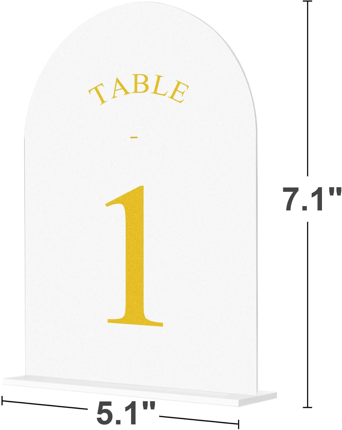 JOYIT Frosted Arch Wedding Table Numbers 1-20 with Stands – 5" X 7" Acrylic Gold Table Number