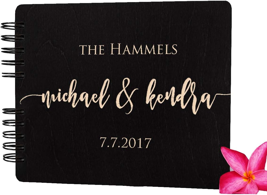 Wooden Wedding Guest Book Custom Made in USA (11"x8.5", Black Stain) Wood Rustic Vintage
