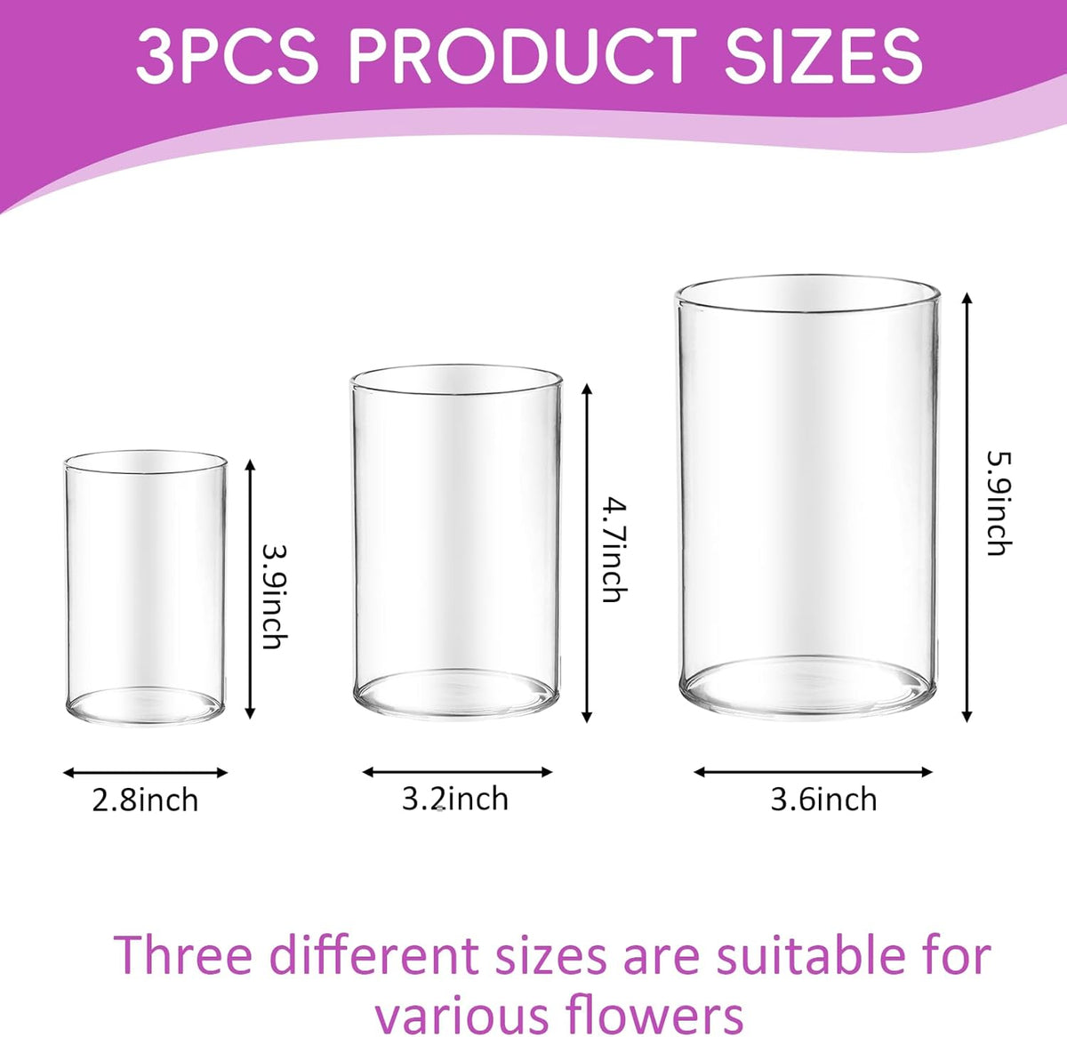 36pcs Glass Vase Cylinder for Centerpieces Small Flower Glass Clear Home Decor Centerpiece Table