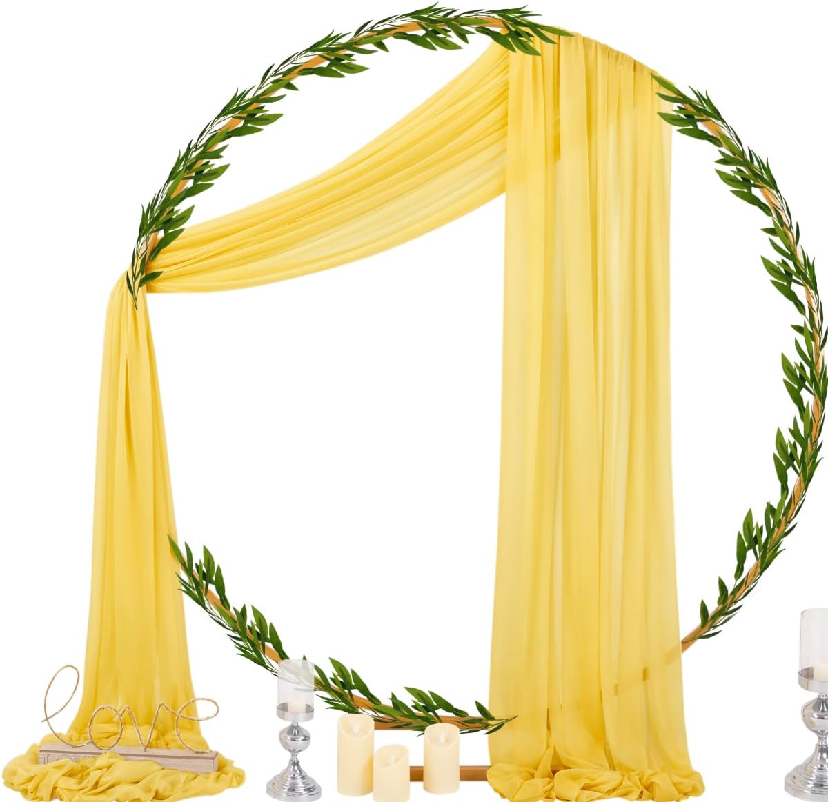 Socomi Yellow Sheer Wedding Arch Draping Fabric 29" x 20Ft 1 Panel Outdoor Curtain Drapes Extra