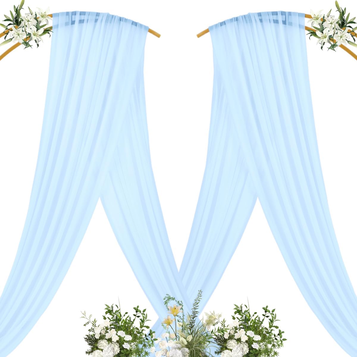 MLMC Baby Blue Wedding Arch Draping Fabric 2 Panels 29" x 20 FT Extra Long Lavender Gauze Drapes