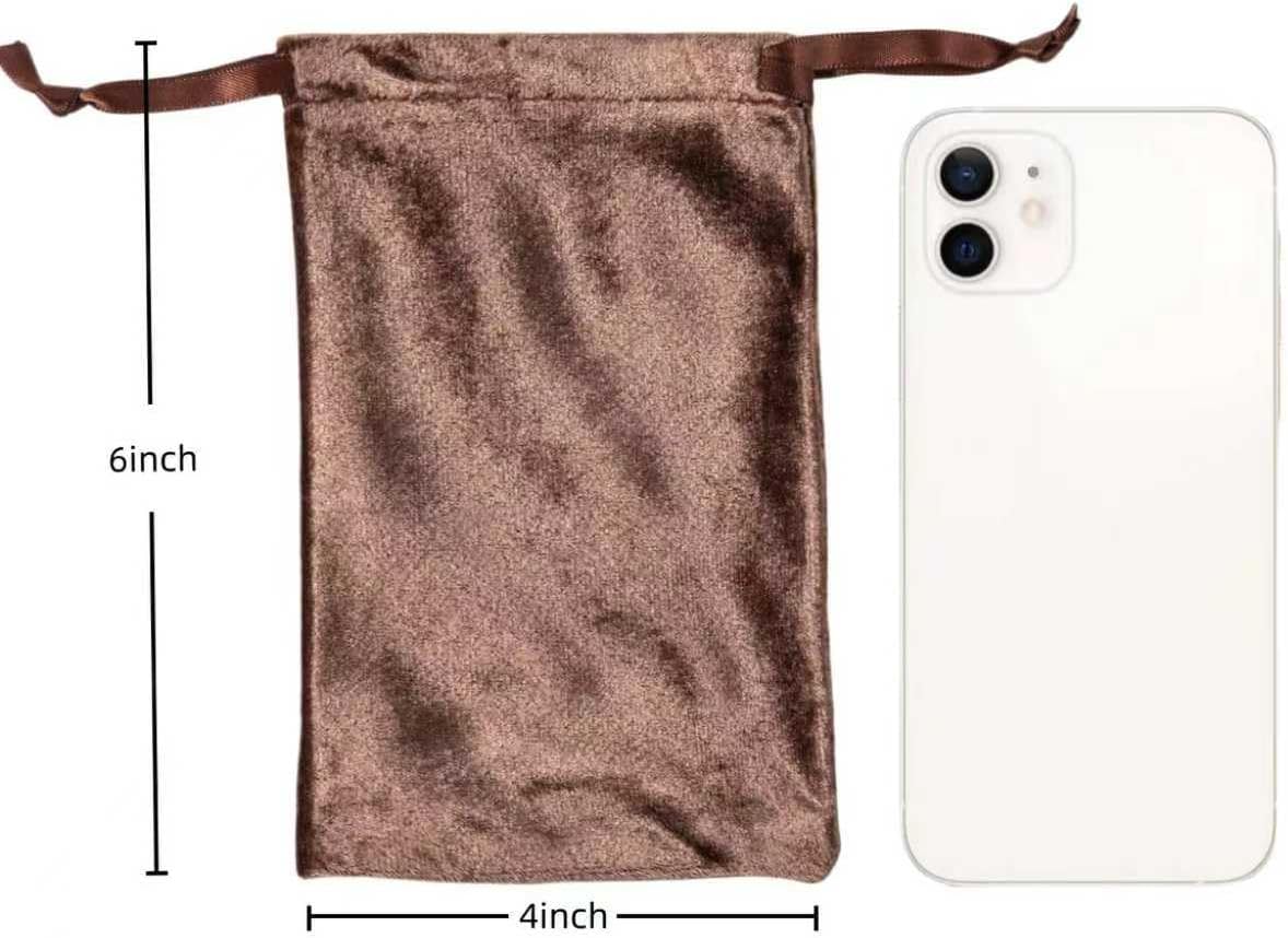 QIANF 12pcs Brown Velvet Drawstring Bags 4x6 inches Glossy Small Velvet Cloth Gift Bags Jewelry