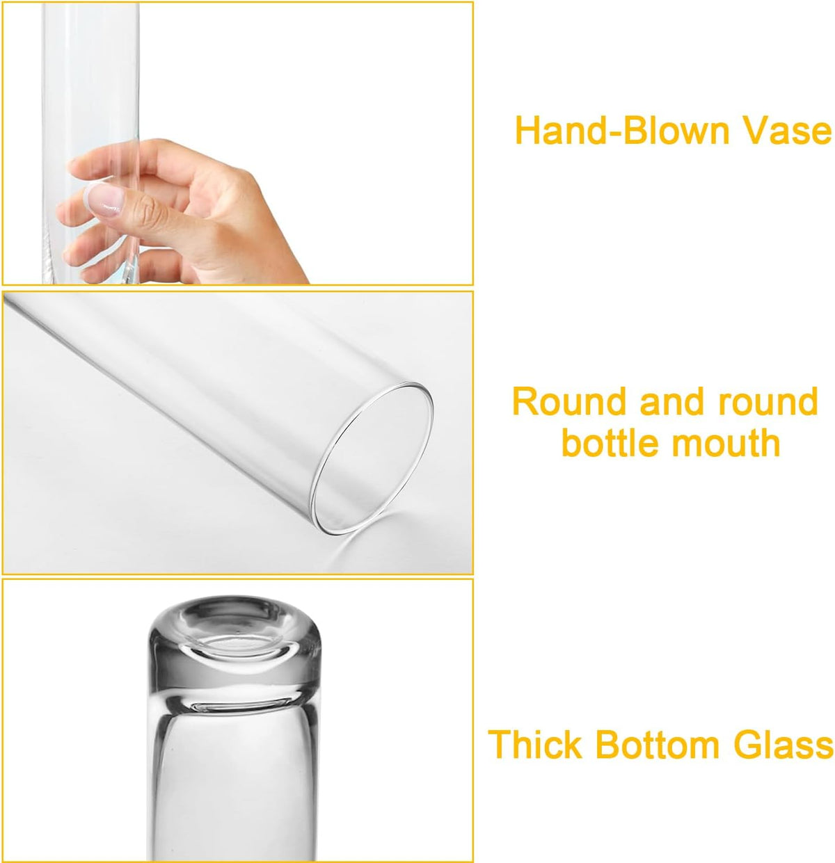 12 Pack 7 Inch Glass Cylinder Bud Vases for Centerpieces Clear Slim Flower Vases Tall Glass
