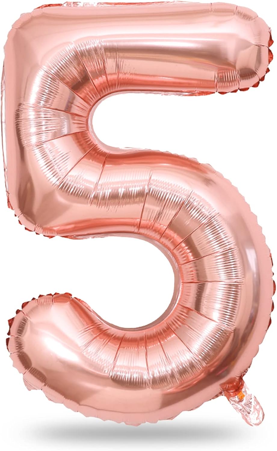 40 Inch Rose Gold Large Numbers Balloons 5, Self Inflating Digit 5 Helium Balloons for 5th Girls