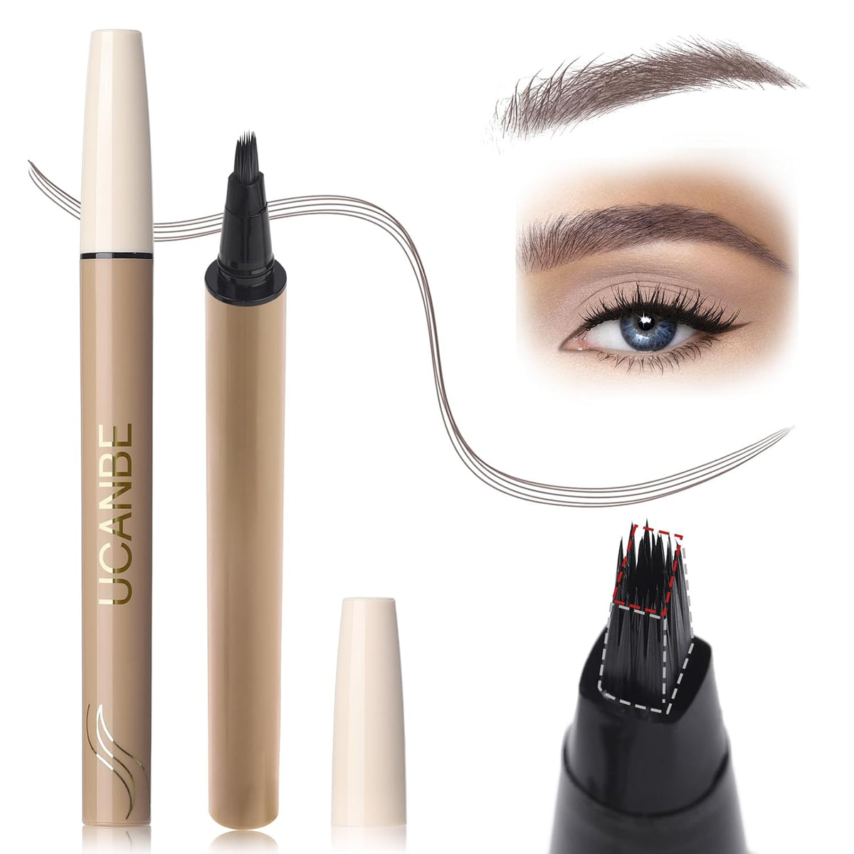 Microblading Brow-Fection Brow Eyebrow Pencil – Angled Brush Tip, Wild Natural Hair-Like Strokes