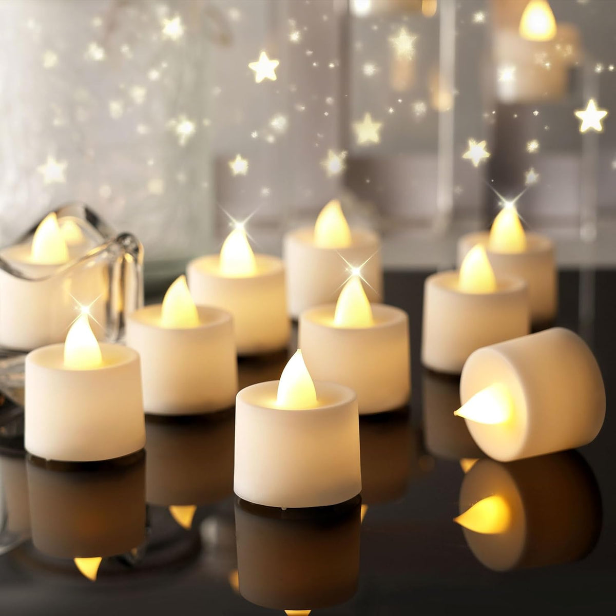 Amagic 12/24/50/100/150 Pack LED Tea Lights, Flameless Votive Candles, Battery Operated Tealights