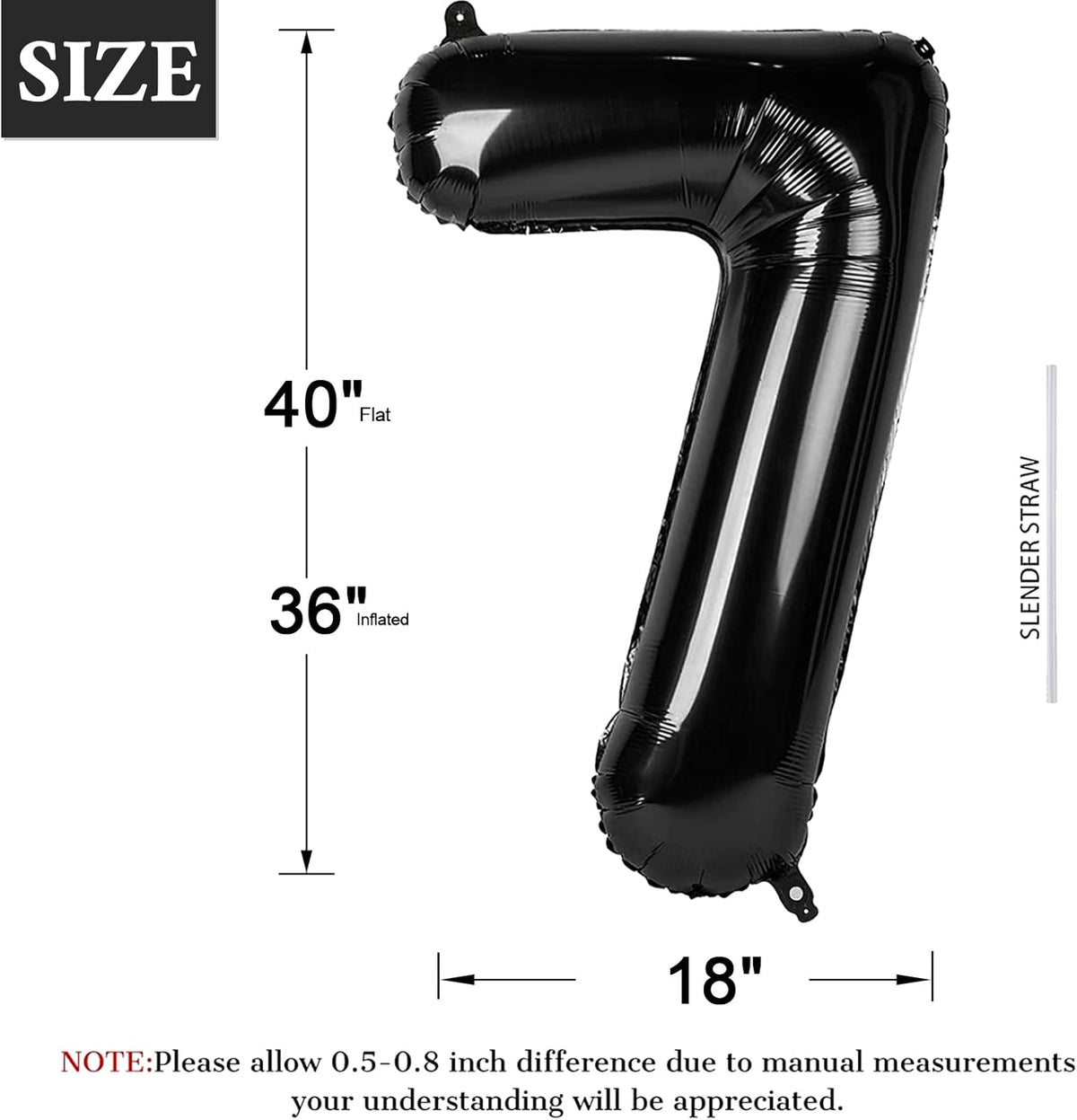 40 Inch Black Number Balloon 0-9(Zero-Nine), Big Size Happy Birthday Balloon, Foil Helium Big