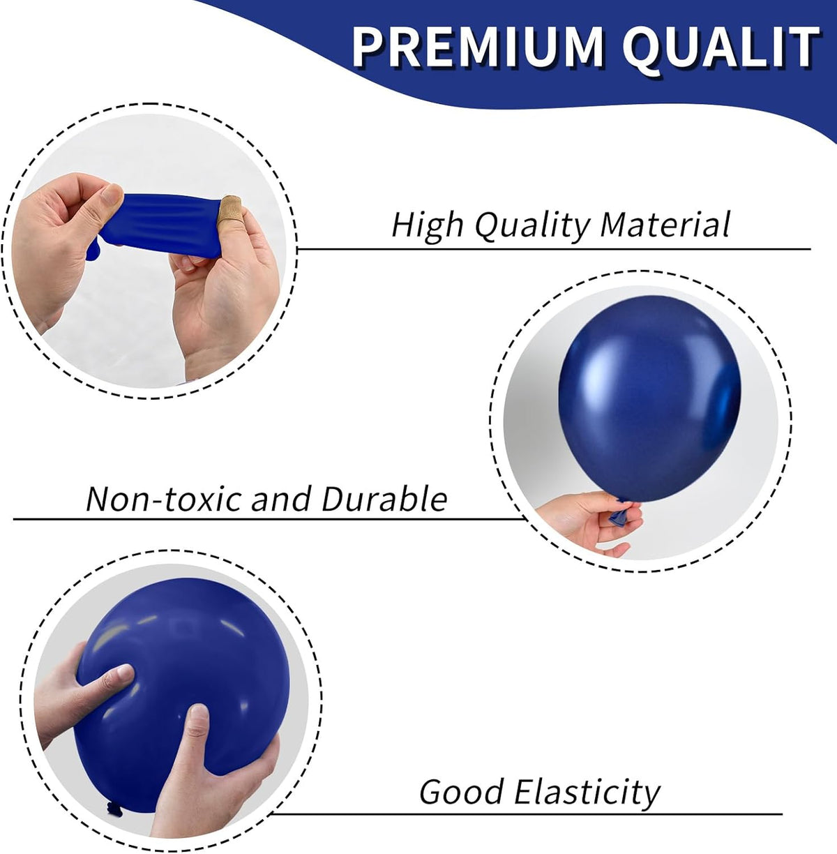 Blue Balloons, 50pcs Metallic Blue Balloons, Metallic Baby Navy Balloon, Silver Confetti Balloon