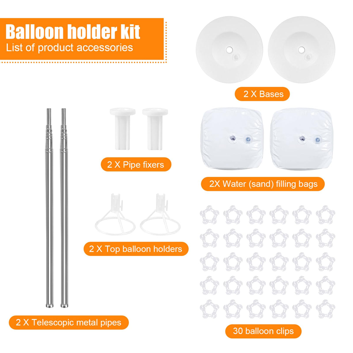 Balloon Column Stand Set of 2, 6.6ft Balloon Arch Stand Adjustable Balloon Column kit with Base