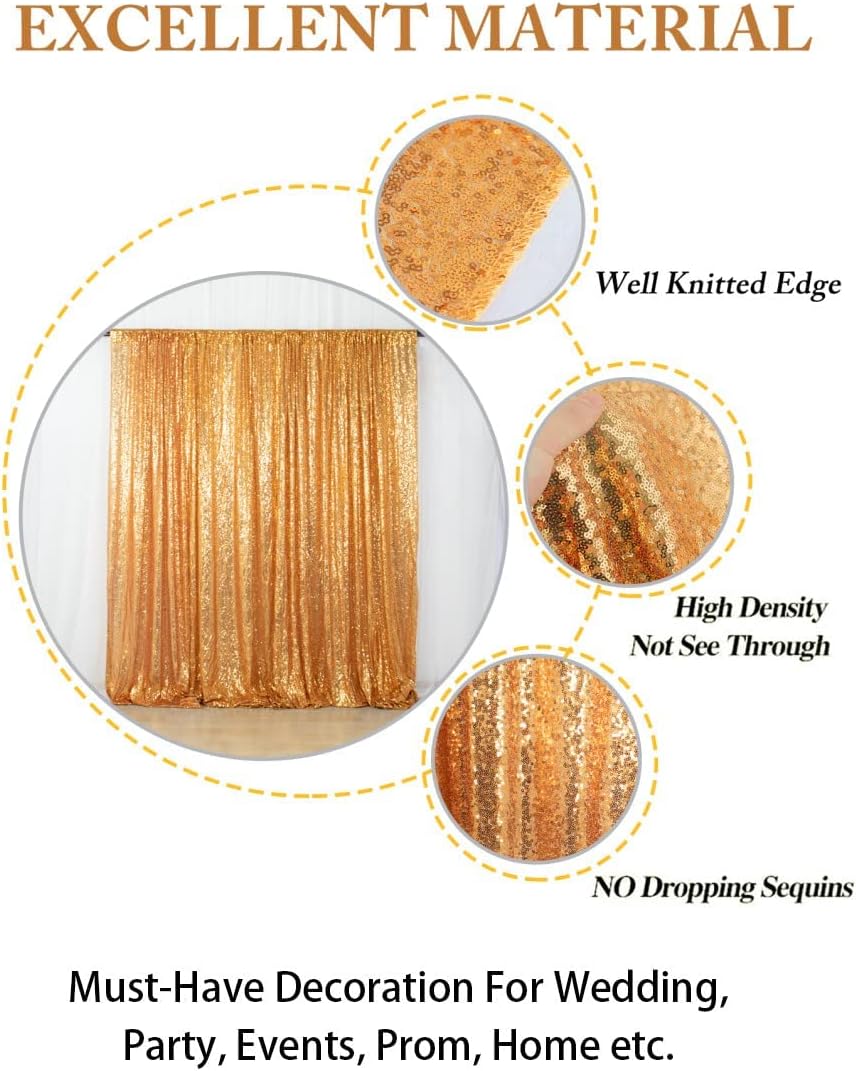 ShinyBeauty Sequin Backdrop 10FTx10FT Gold Photo Backdrop for Birthday Party Sparkle Backdrop