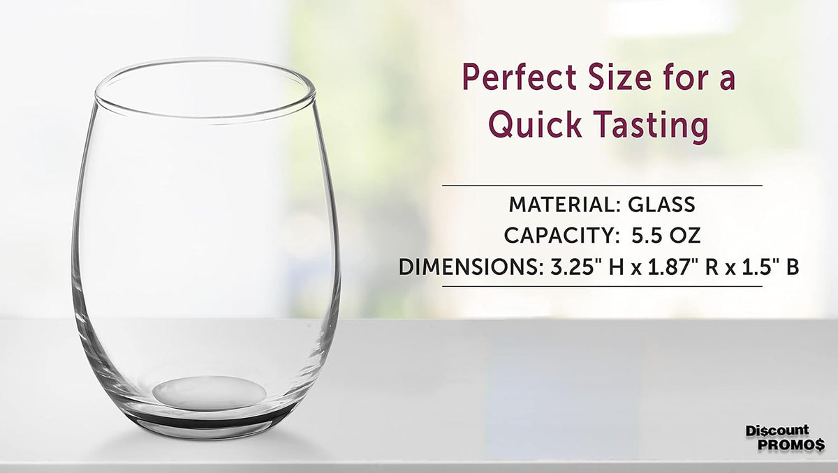 DISCOUNT PROMOS Stemless Wine Glasses by ARC 5.5 oz. Set of 12, Bulk Pack - Perfect for Hotel, Bar