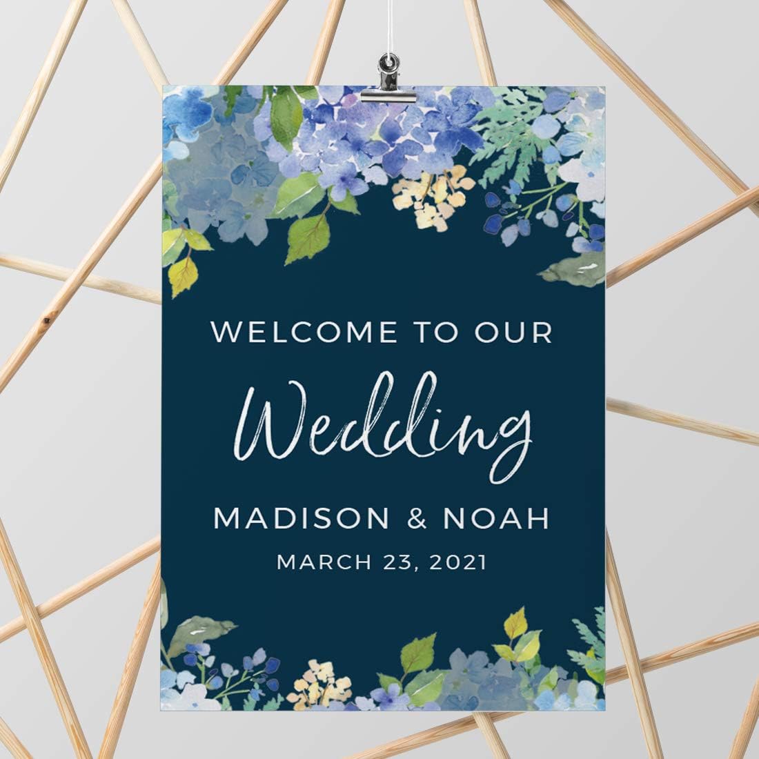 Andaz Press Personalized Extra Large Wedding Easel Board Party Sign, 12x18-inch, Baby Blue