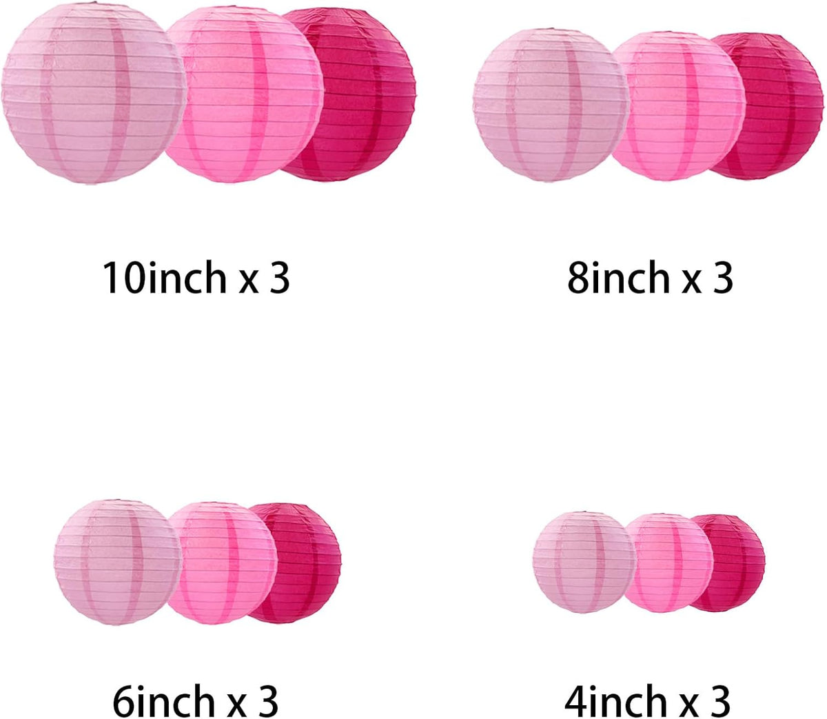 Pink Paper Lanterns Decorative, Chinese/Japanese Hanging Round Paper Lanterns Decorations for