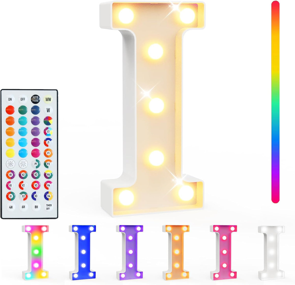 Pooqla Colorful Light Up Letters with Remote, Upgraded 35 Colors LED Marquee Letters, RGB Lighted
