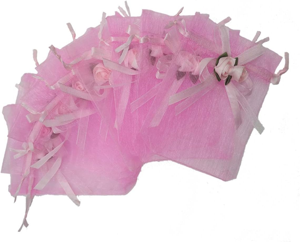 Ankirol 50pcs Sheer Organza Favor Bags For Wedding 3.8x4.8'' Gift Bags Samples Display Drawstring