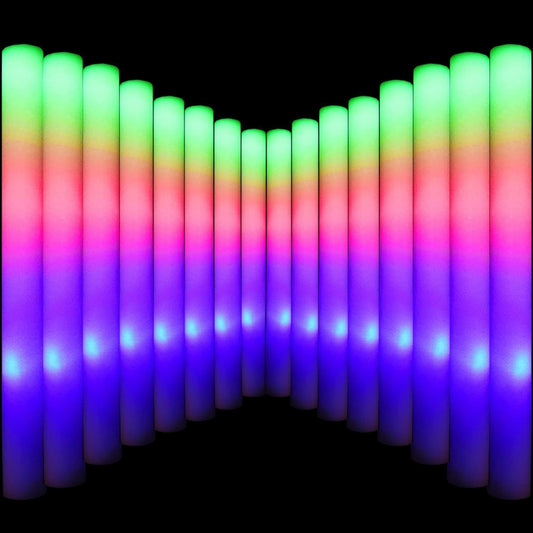 LifBetter Light Up Glow Sticks Bulk, LED Foam Sticks in The Dark with 3 Modes Flashing Led Foam