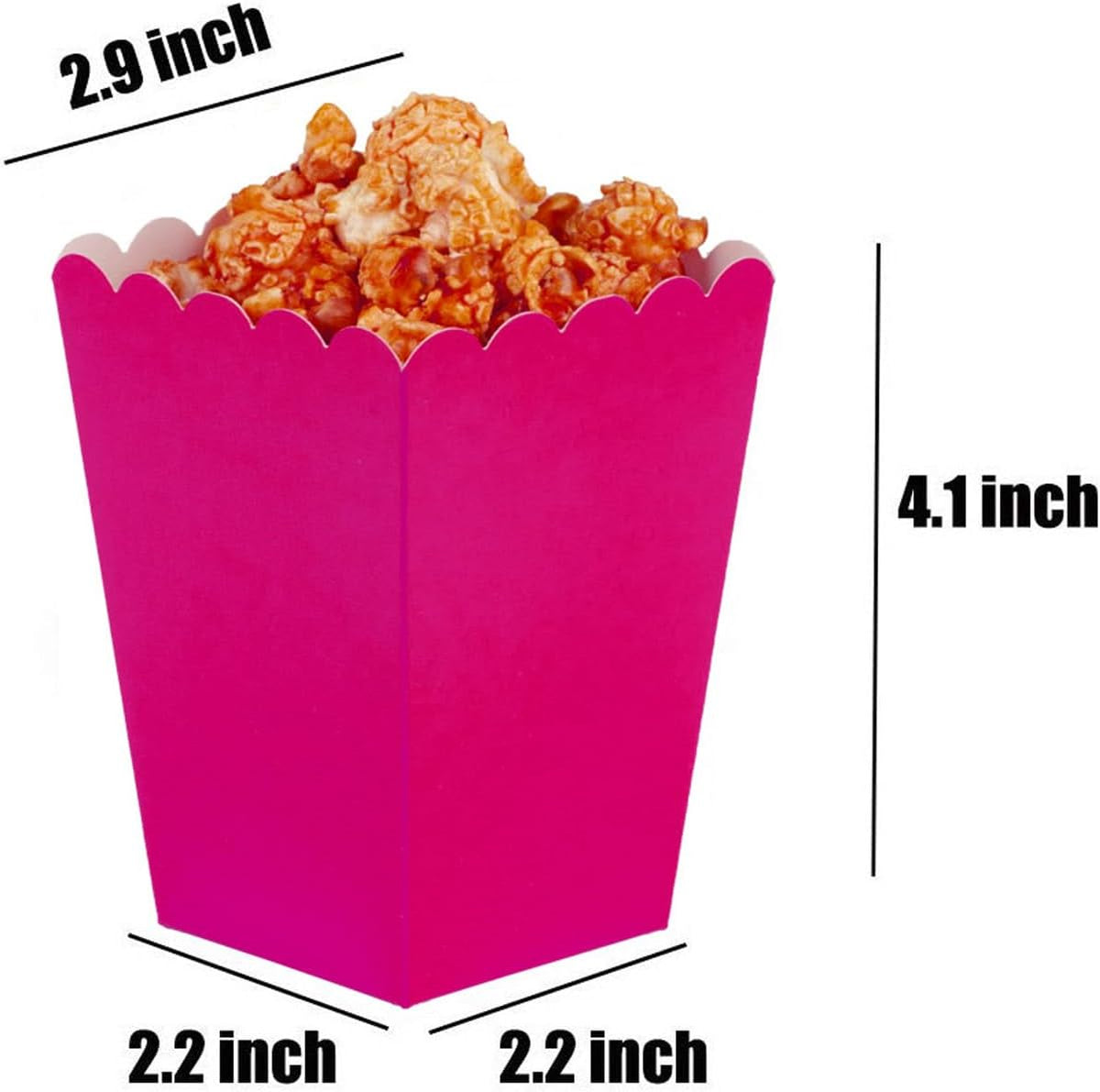 Hot Pink Popcorn Boxes Mini Pack of 12, Paper Popcorn Container for Birthday Party, Graduation