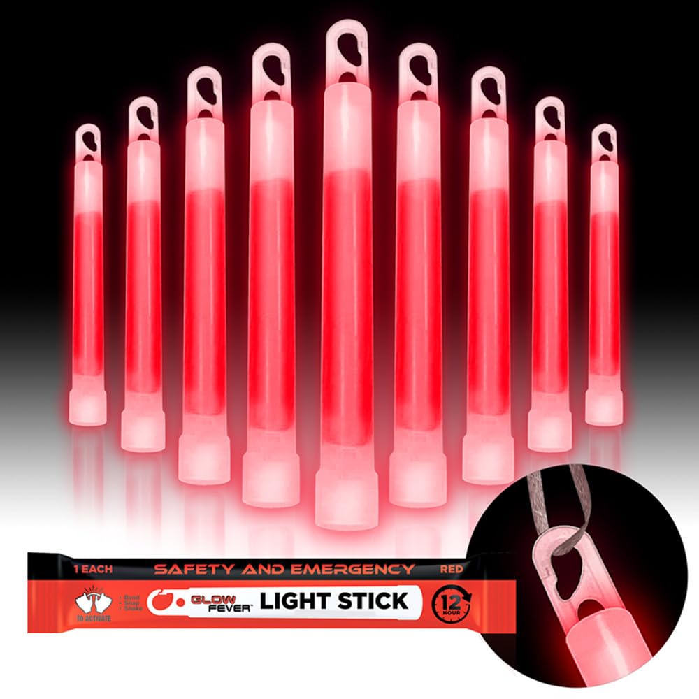 Glow Fever Emergency Safety Military Grade 6'' Lightsticks, Light Up Ultra Bright Glow Sticks with