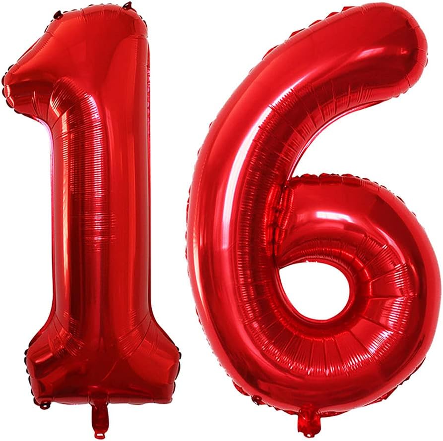 GOER Number 16 Balloons for 16th Birthday Sweet 16 Party Decorations,42 Inch Jumbo Foil Helium 61