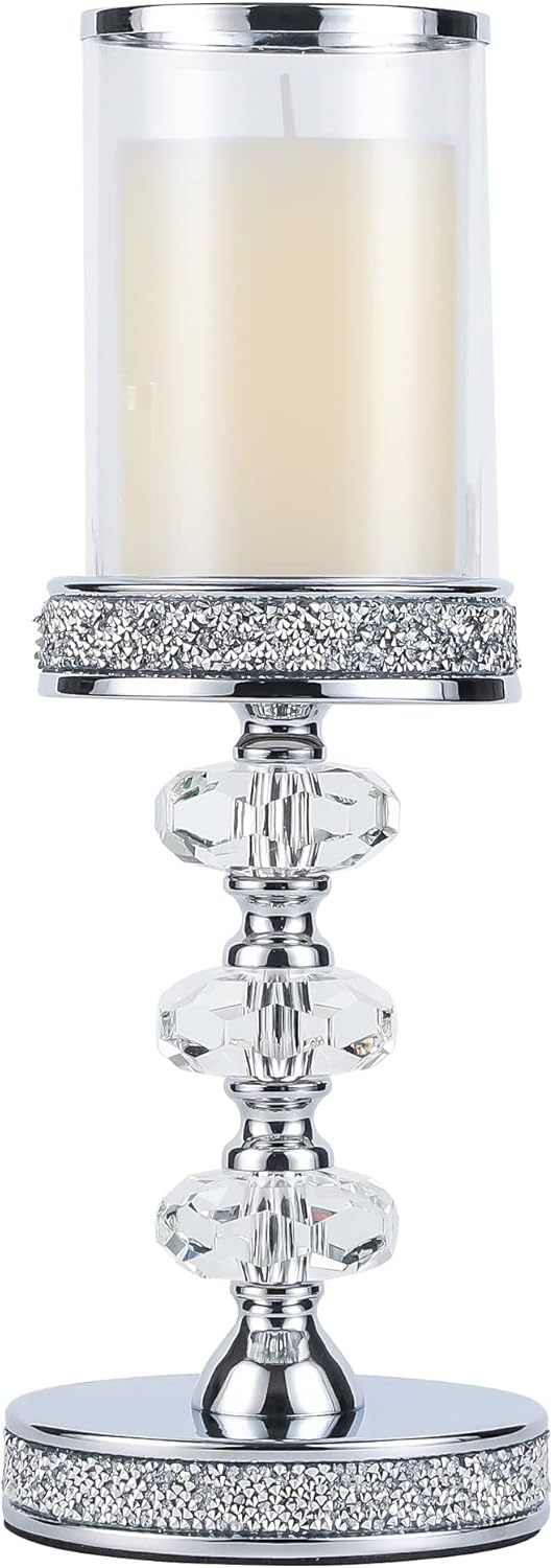 Candle Holder, Pillar Candle Holders, Crystal Candlesticks Holder for Wedding, Parties, Events