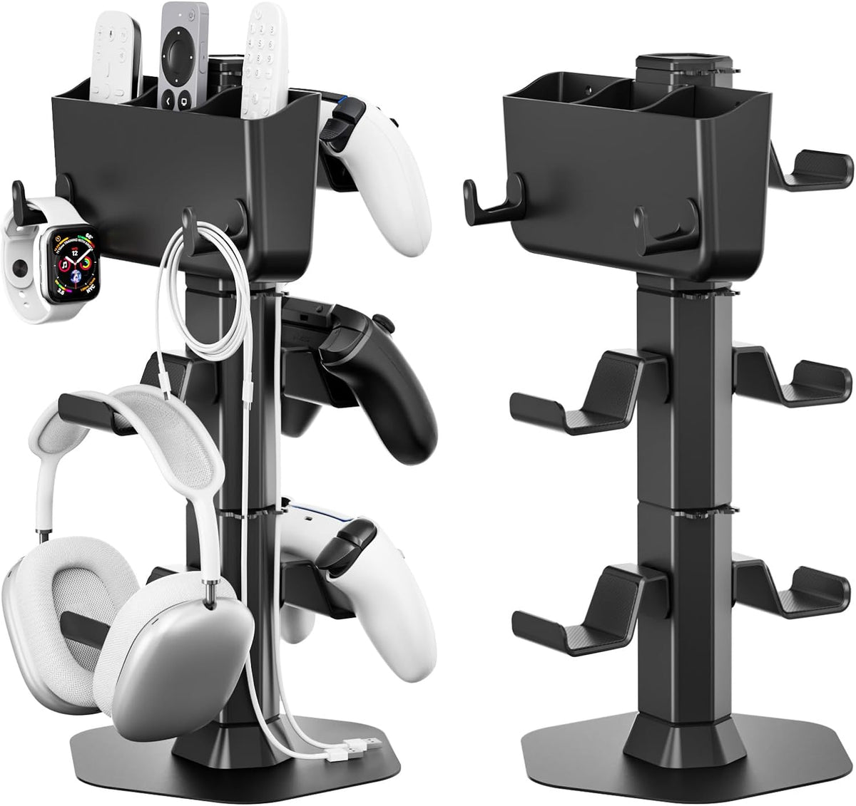 Controller Holder with Remote Control Storage Box, Headset and Controller Stand for Desk, Headphone
