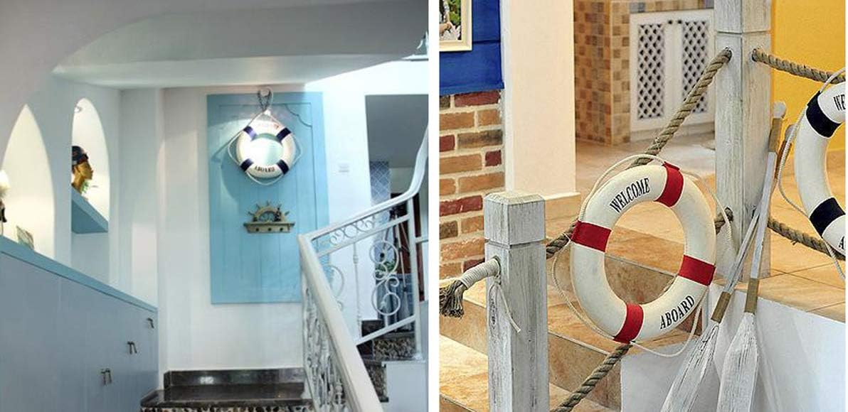 MorroMorn Lifebuoy Wall Hanging Decor - Welcome Aboard Mediterranean Style Home Decoration Hemp