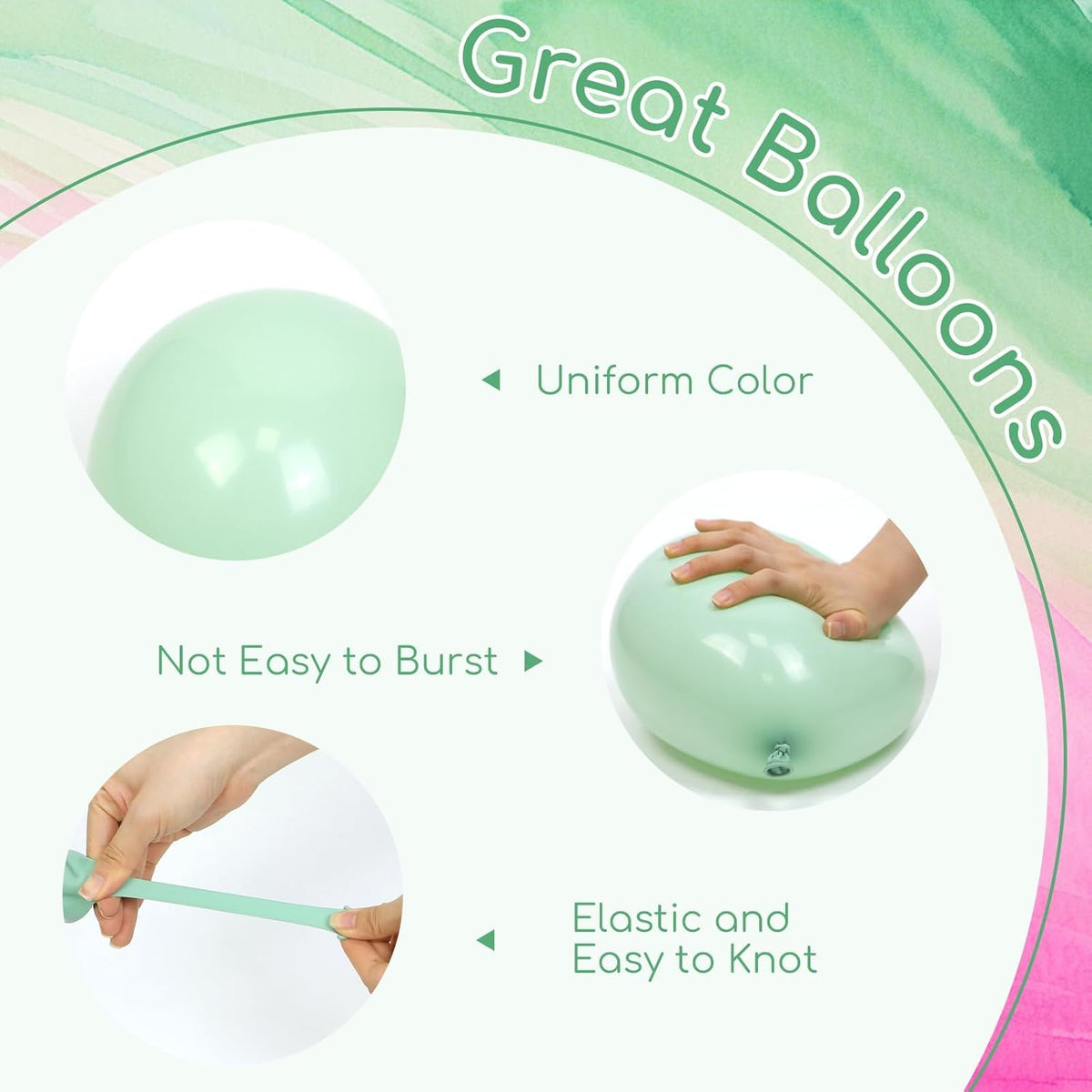 60pcs Pink and Green Balloons 12inch with Light Pink Dusty Green Balloons for Hawaiian Baby Shower