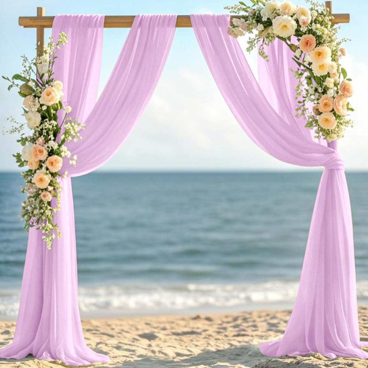 Lilac Elegant Arch Draping Fabric 2 Panels Outdoor 29" × 20Ft Sheer Chiffon Curtain Drapes for Fall