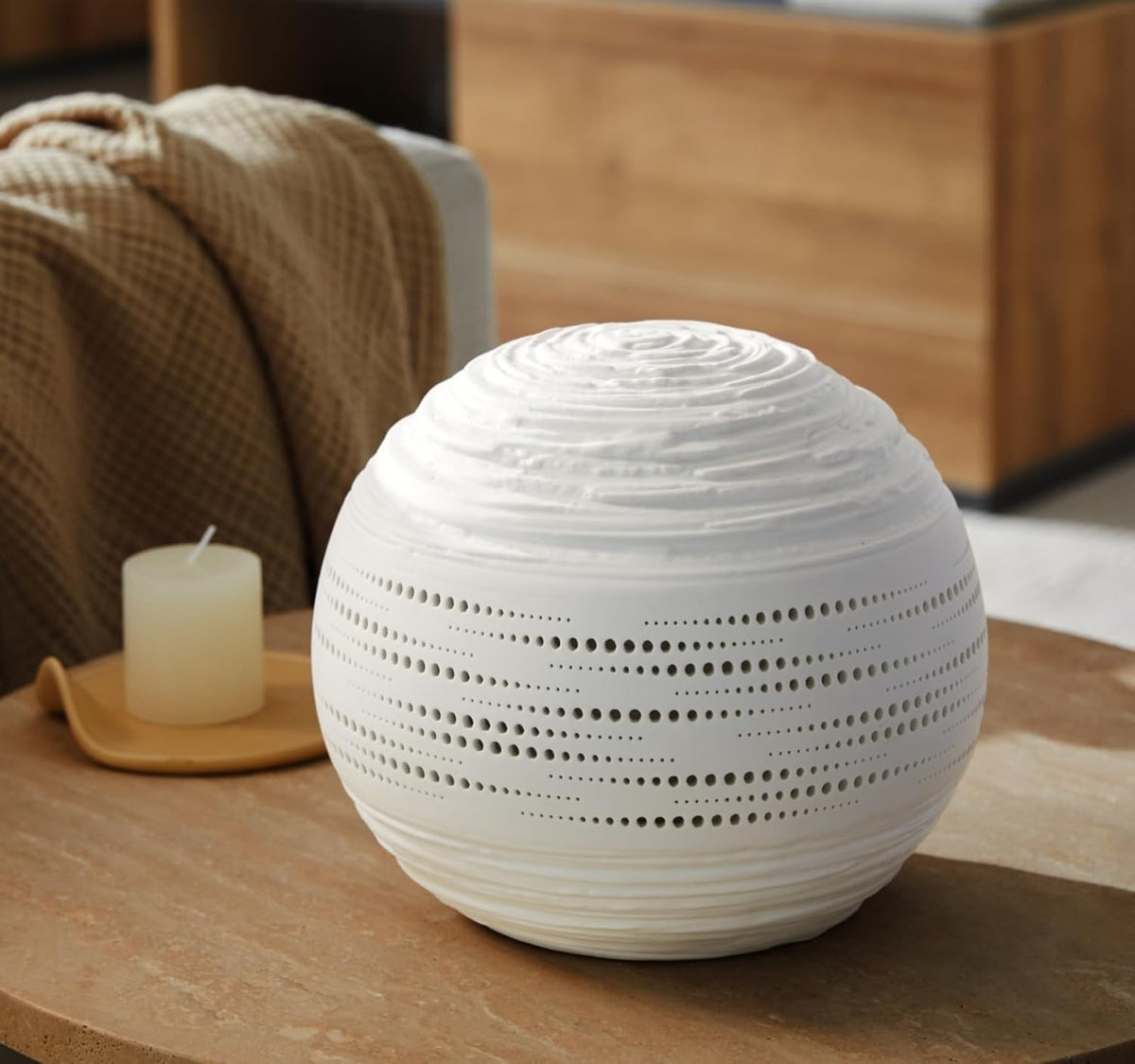 RONDURE 8.7" Modern Ceramic Table Lamp, Modern Bedside Lamps for Bedroom, Living Room and