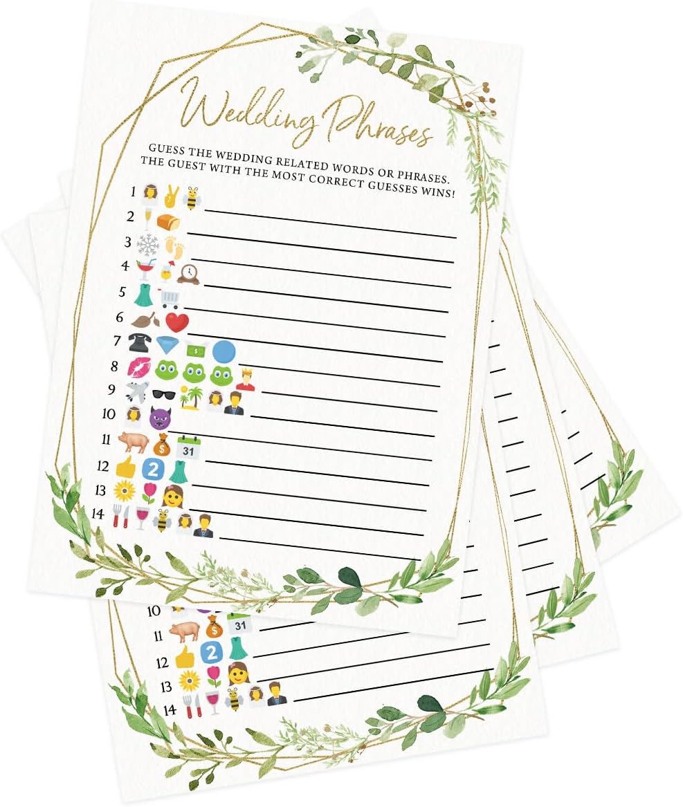 Printed Party Bridal Shower Games – Wedding Phrase Guessing Game, Fun Wedding Shower Activity