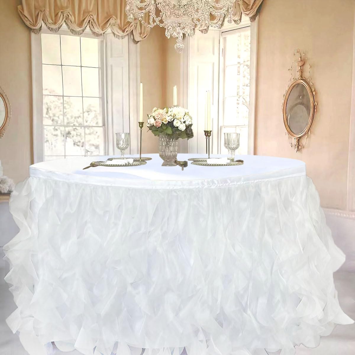 Luxury Organza Mesh Table Skirt Draping Floating Romance - Perfect for Bridal Showers, Birthday