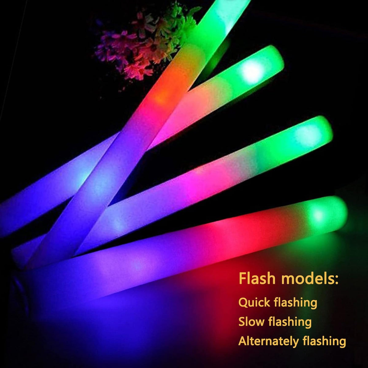 Foam Glow Sticks-192 PCS Light up Sticks Party Favor Glow in The Dark Party Supplies with 3 Modes
