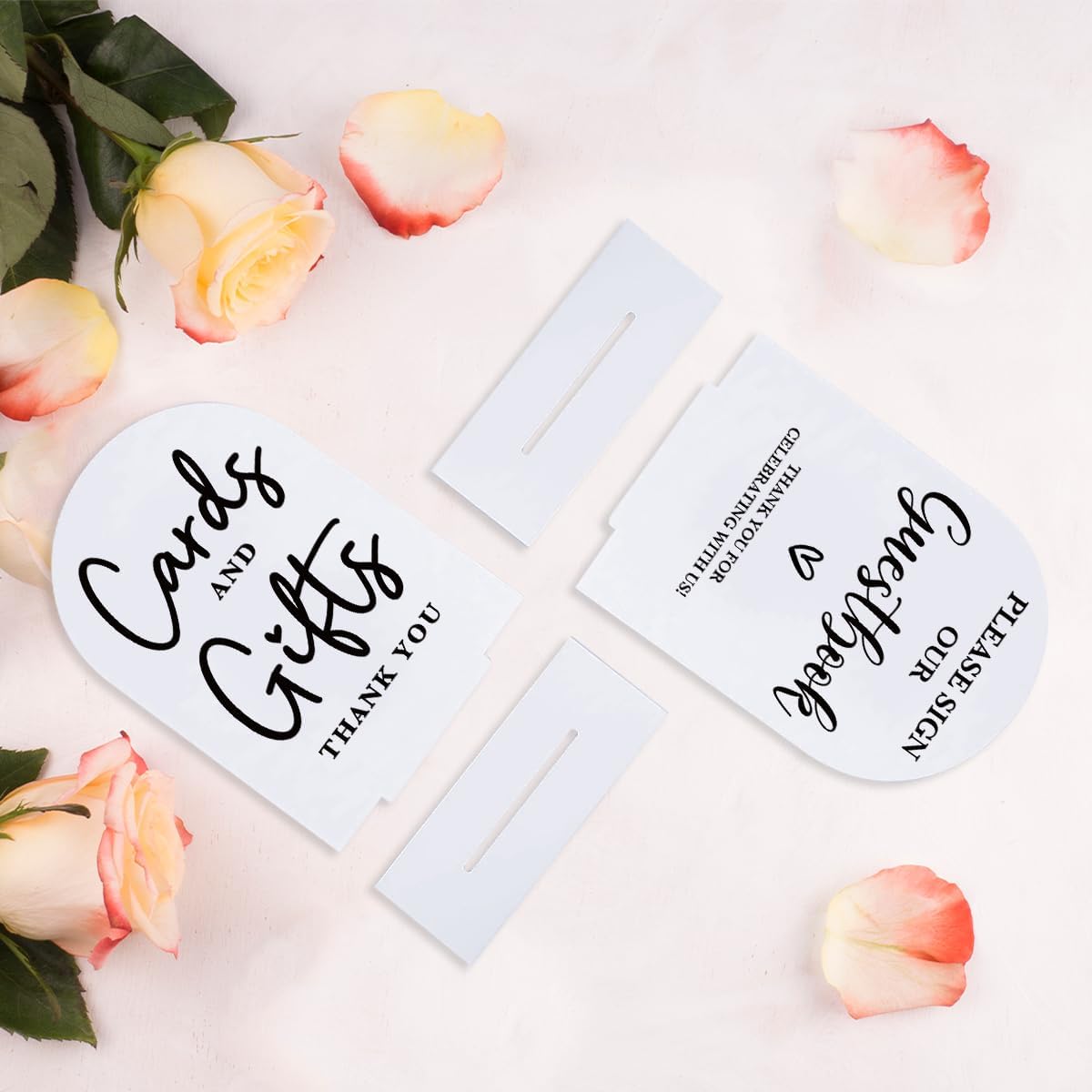 2 Pcs Acrylic Wedding Signs for Ceremony and Reception, Bridal Shower Decorations, Cards and Gifts