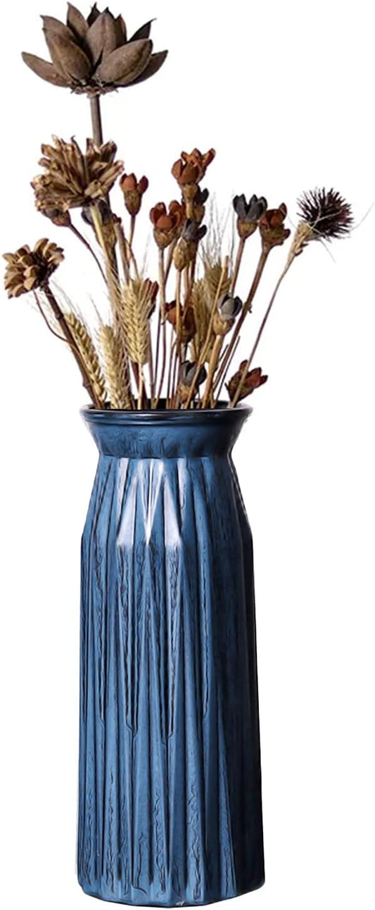 Blue Antique Vase, 12 Inches Elegant Vintage Glass Vase Rustic European Unique Chic Style for