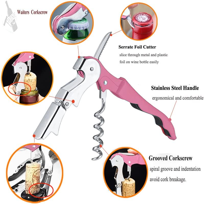 Professional Waiter Corkscrew Wine Openers Set, Heavy Duty Stainless Steel Hinges Wine Key for