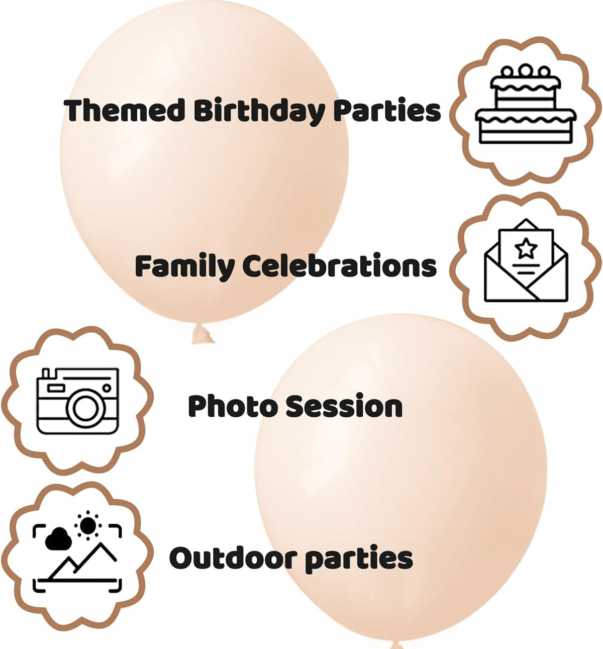 110pcs Nude Balloon 12 inch, Beige Latex Balloons for Birthday Party Baby Shower Wedding(with 2