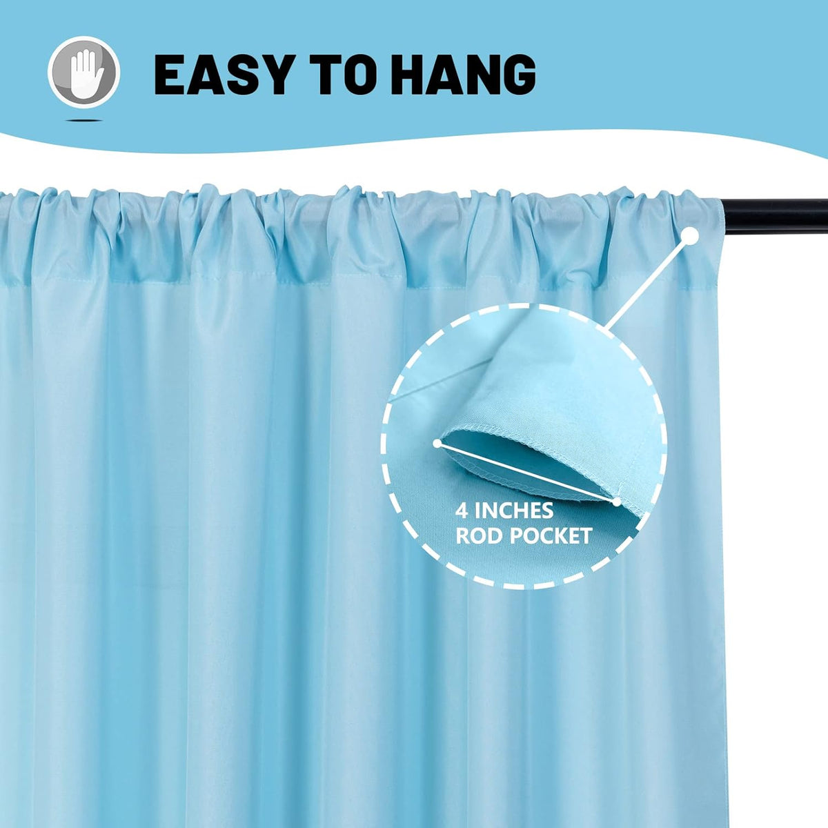 MYSKY HOME Light Blue Backdrop Curtains for Parties, Weddings, Stage, Baby Showers, Birthdays - 5ft