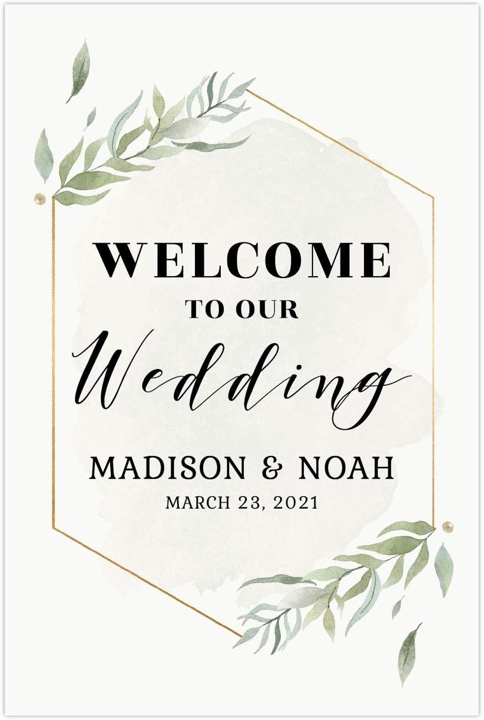Andaz Press Personalized Extra Large Wedding Easel Board Party Sign, 12x18-inch, Modern Black, Gold