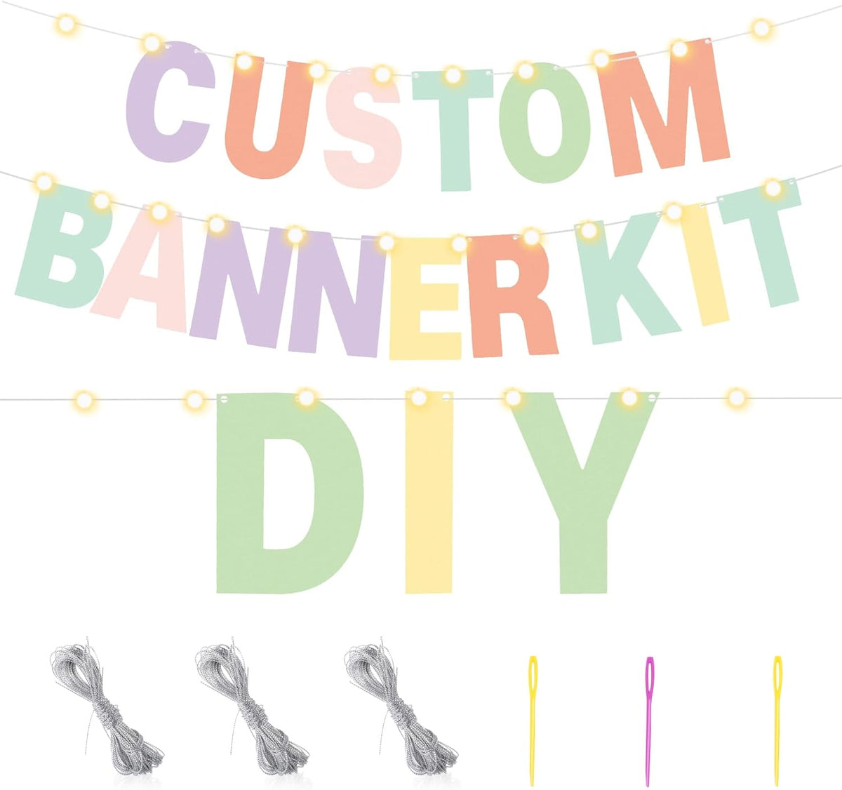 TaoBary 112 Pcs DIY Letter Custom Banner Glitter Customizable Banner Kit Including 107 Letters and