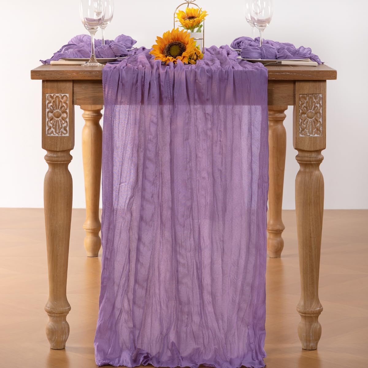Lavender Purple Cheesecloth Table Runner 6 Pack Fall Table Runners Boho Gauze 120 Inches Cheese