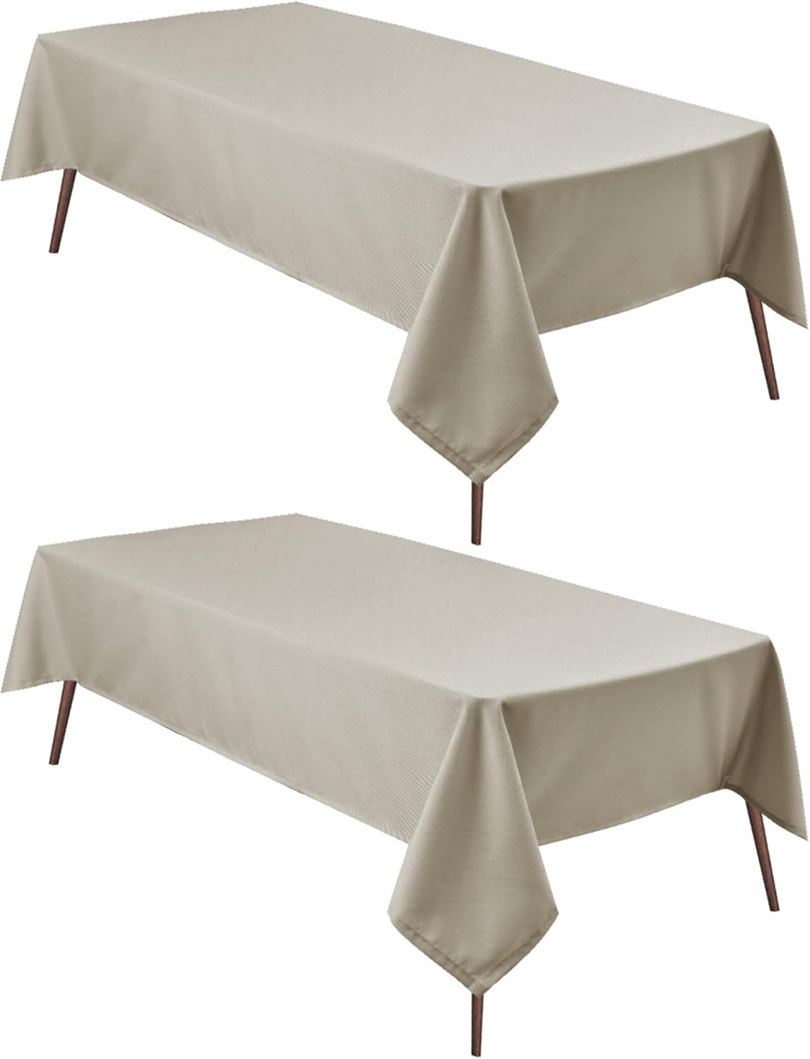 Hiasan 2 Pieces Taupe Square Tablecloth - Waterproof and Spillproof Restaurant Washable Polyester