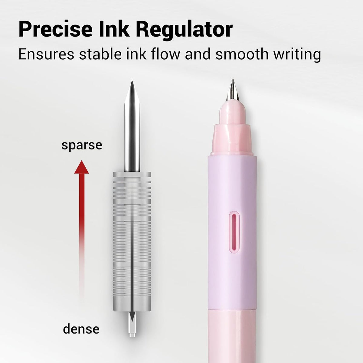 WRITECH Fountain Pen Soft Grip: Fine Nib Black Ink Pen with 3 Ink Cartridges and 1 Replacement Nib