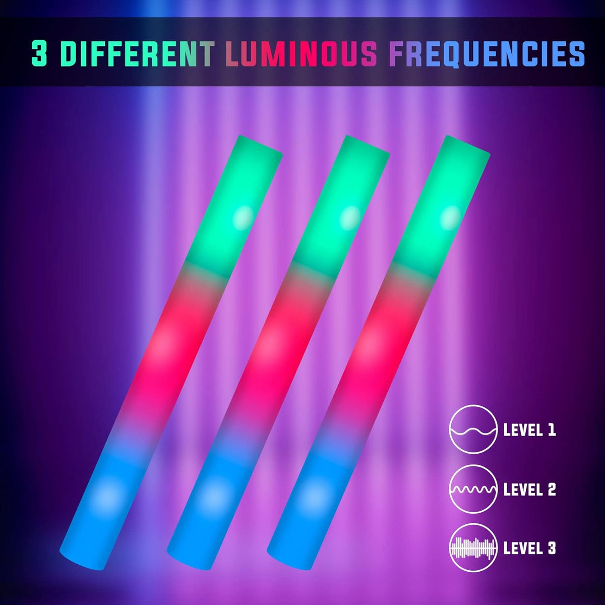 44 PCS Foam Glow Sticks Bulk with 3 Modes Colorful Flashing, Glow Sticks Pack, Foam Light Up