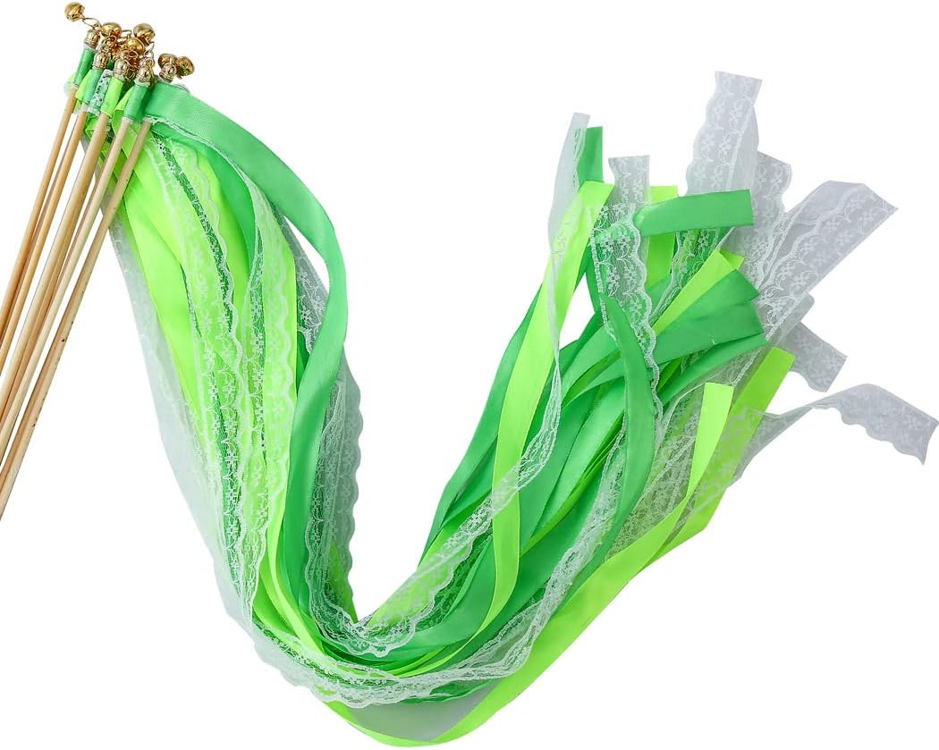30pcs Lace Ribbon Stick Wands Christmas Birthday Party Streamers Wands Fairy Stick for Wedding