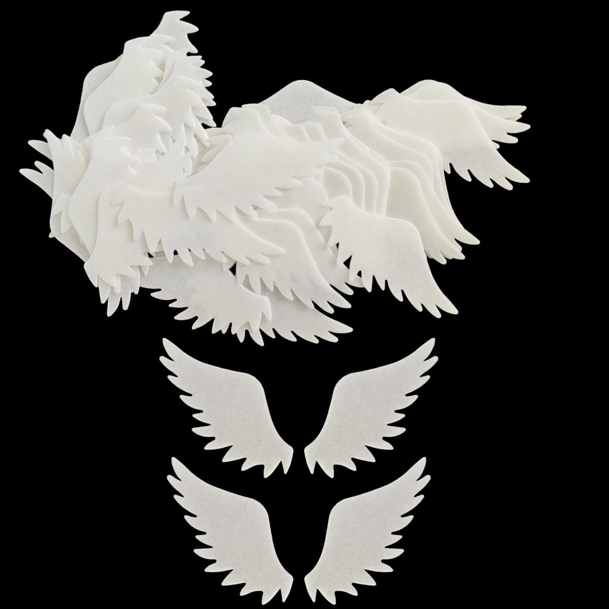 48pcs Edible White Wings for Cake Decorating Cupcake Toppers Wedding Themed Party Birthday Cake